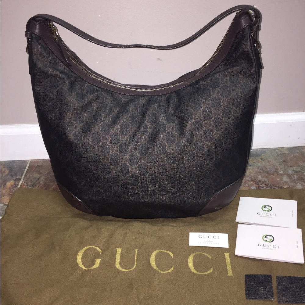 Authentic Gucci GG Coated Canvas Hobo Bag